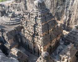 The place is popular due to the largest single monolithic excavation in the world which is the great Kailasa (Cave number 16). The cave is dedicated t